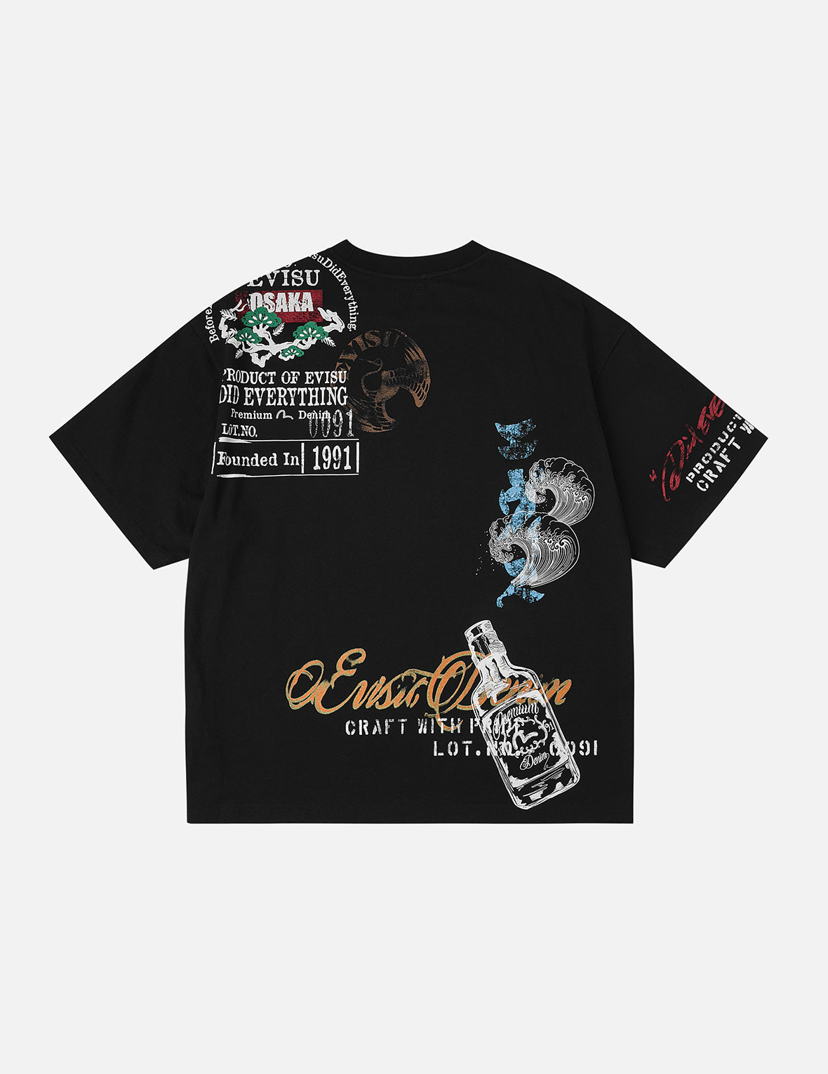 Allover Hand-Drawing Multi Logo Print Regular Fit T-Shirt